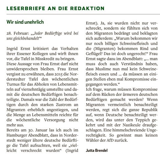 Leserbrief der Woche